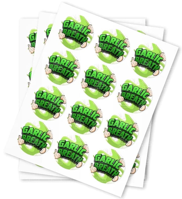 Garlic Breath Strain Stickers - DC Packaging Custom Cannabis Packaging