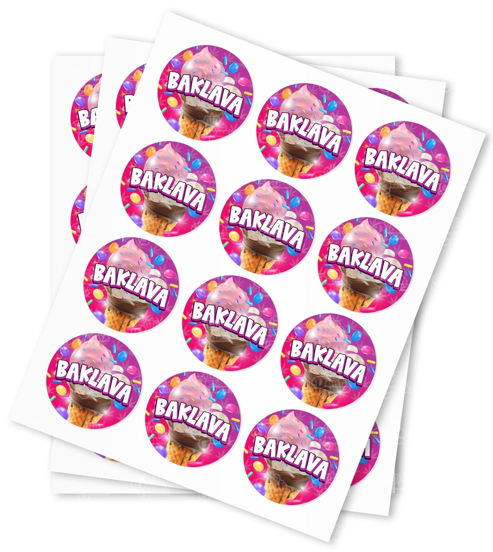 Baklava Stickers - DC Packaging Custom Cannabis Packaging