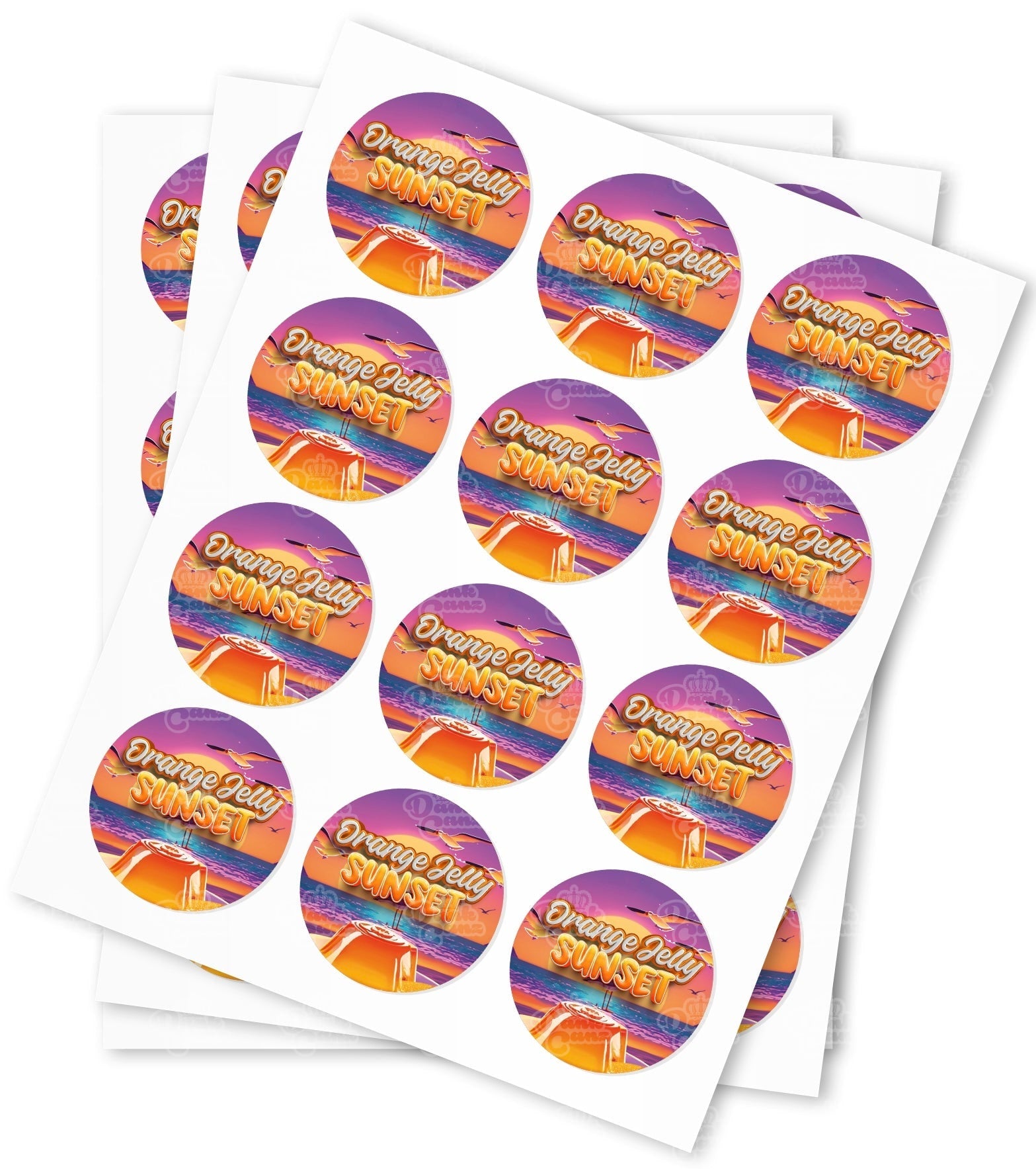 Orange Jelly Sunset Strain Stickers - DC Packaging Custom Cannabis Packaging