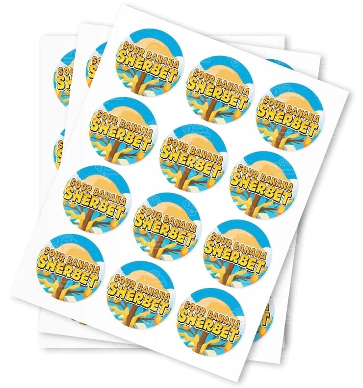 Sour Banana Sherbet Stickers - DC Packaging Custom Cannabis Packaging