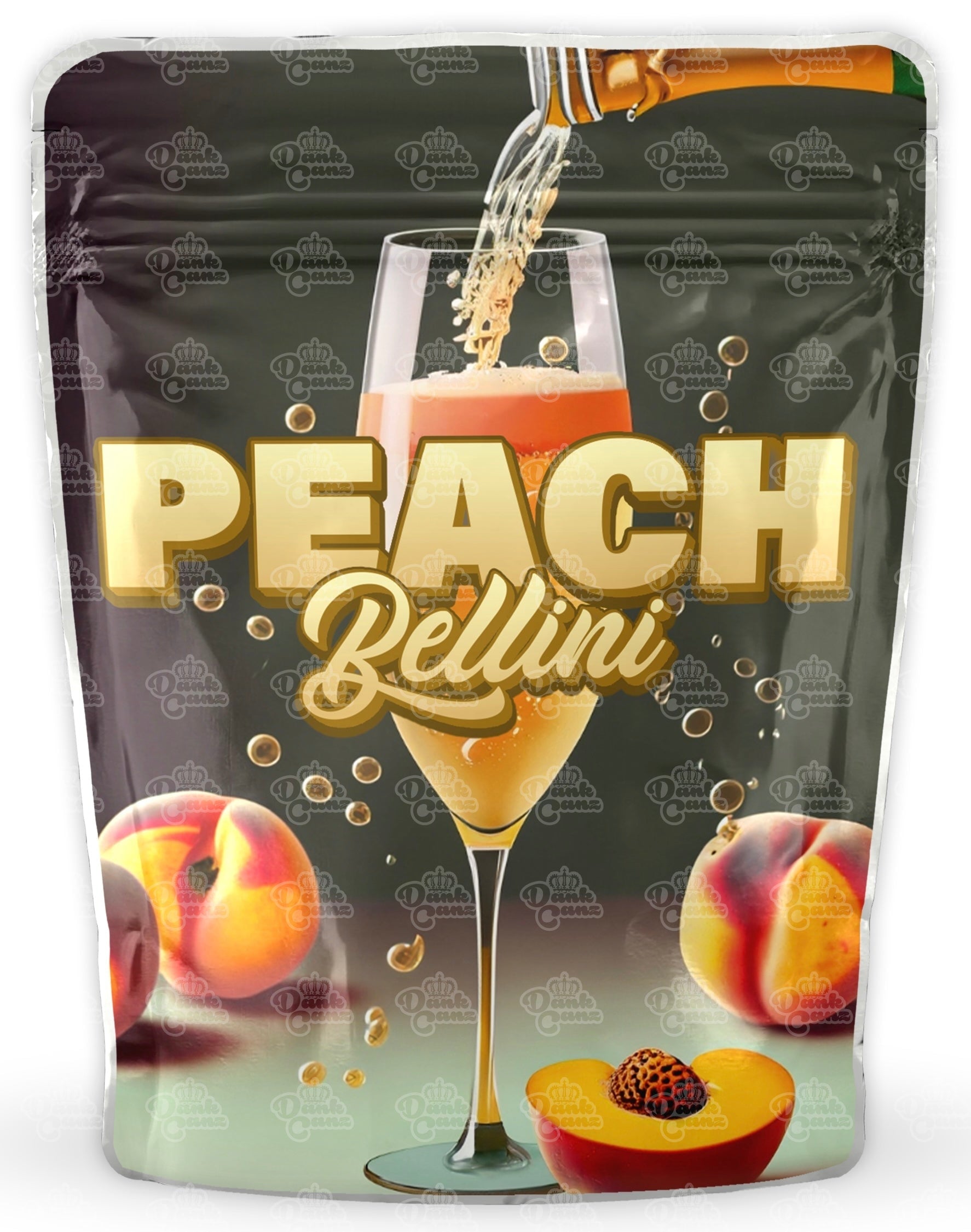 Peach Bellini Mylar Bags - DC Packaging Custom Cannabis Packaging