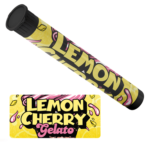 Lemon Cherry Gelato Pre Roll Tubes - Labelled
