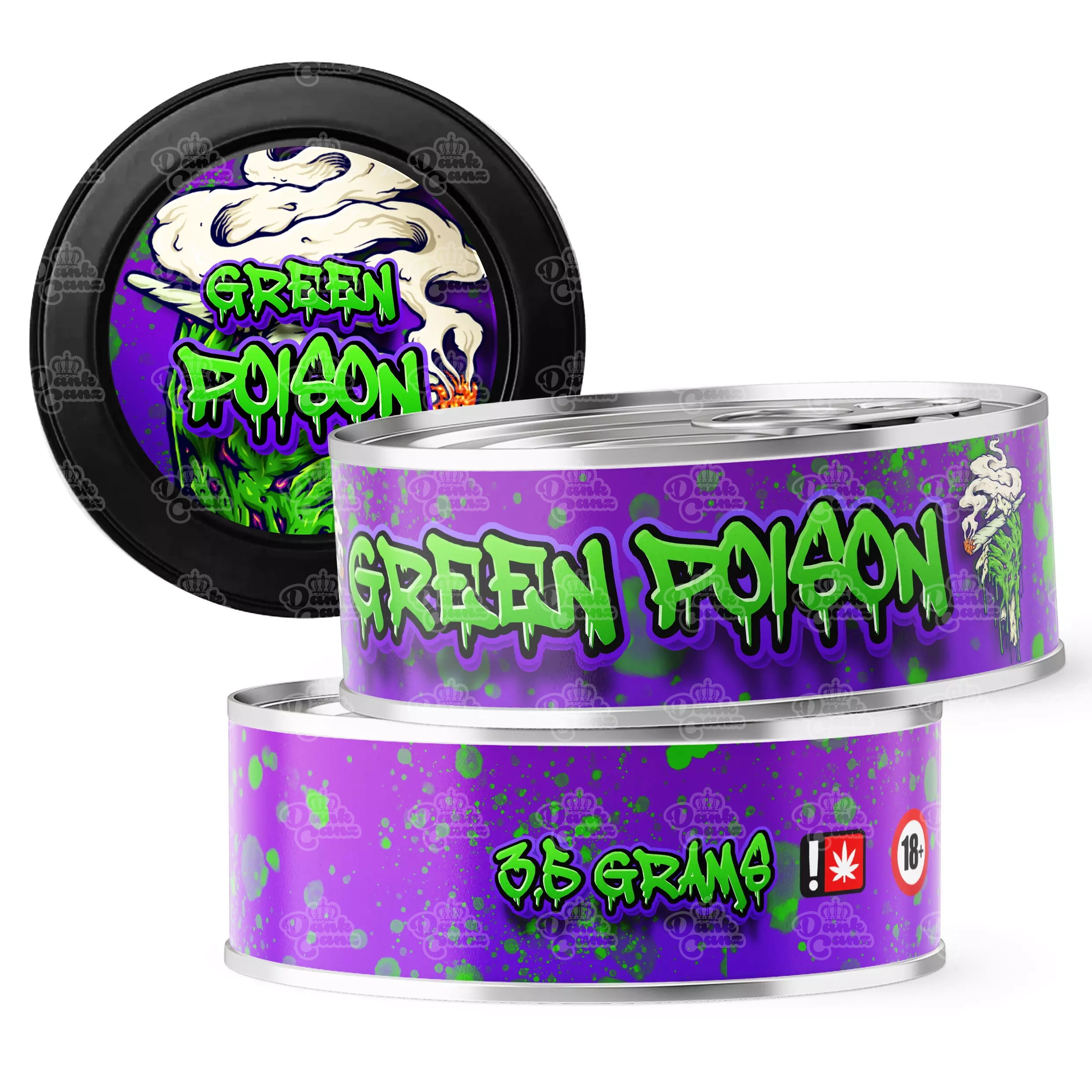 Green Poison 3.5g Self Seal Tins - DC Packaging Custom Cannabis Packaging