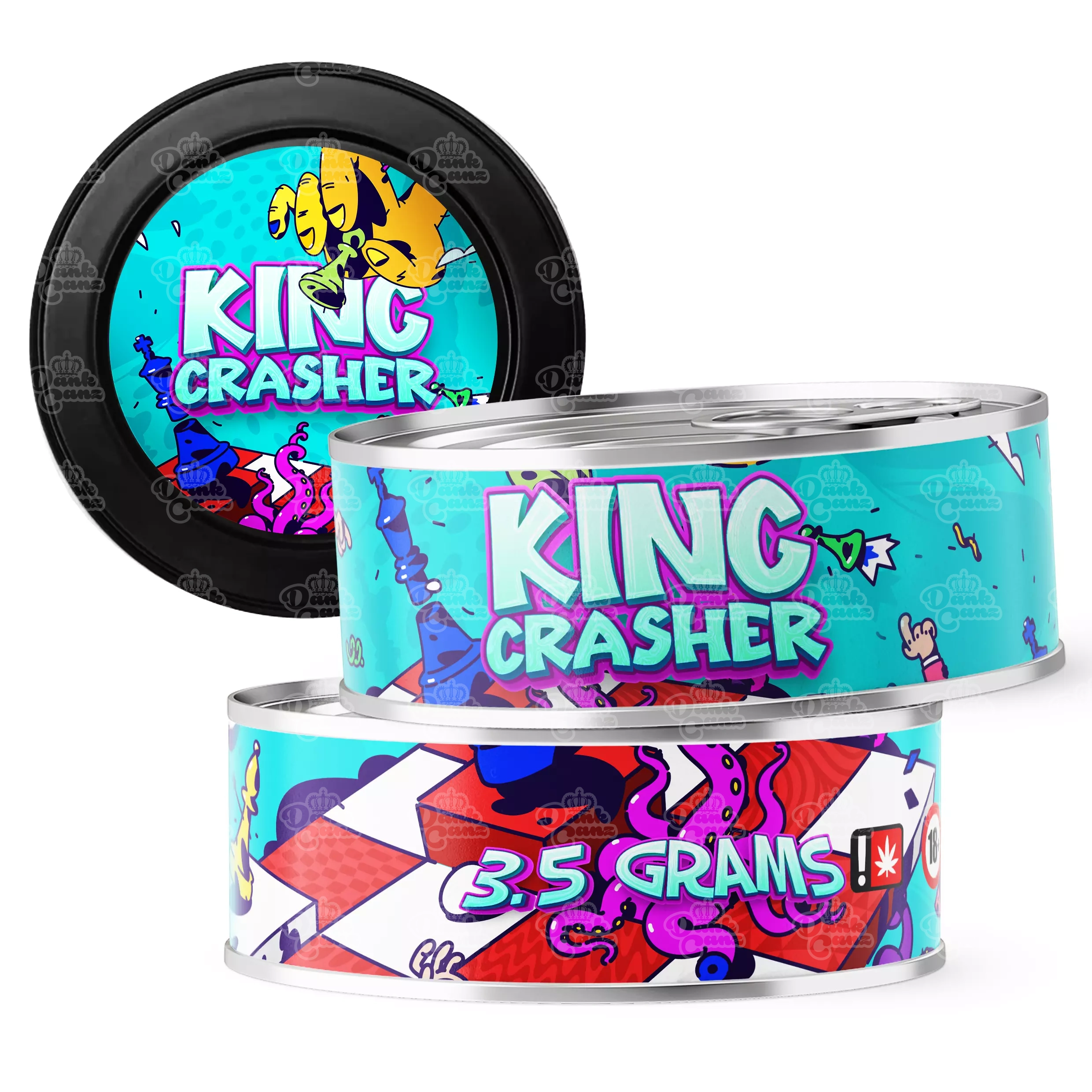 King Crasher 3.5g Self Seal Tins - DC Packaging Custom Cannabis Packaging